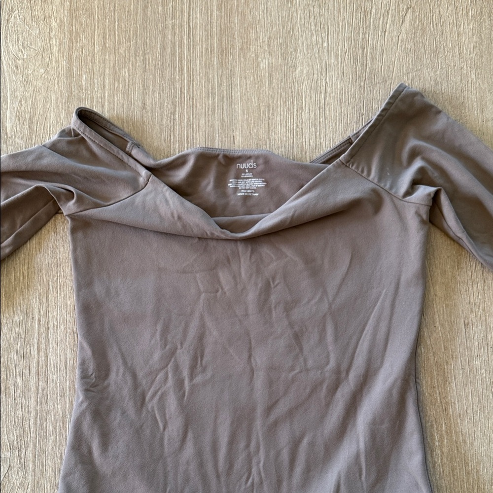 Nuuds Off-Shoulder Bodysuit - Taupe